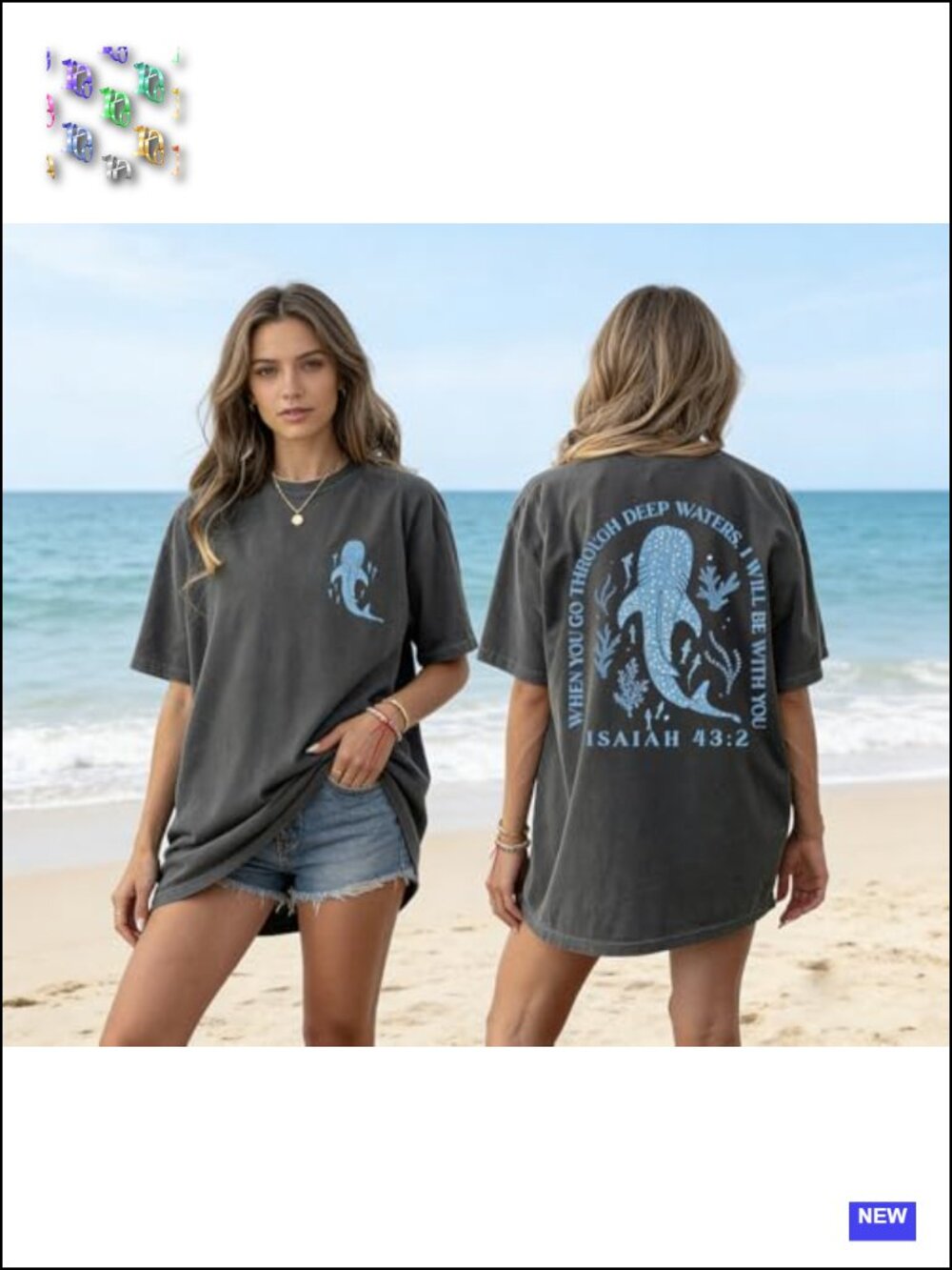 Oversized Christian Faith Bible Verse Graphic Tee Top Summer - Picture 2 of 6